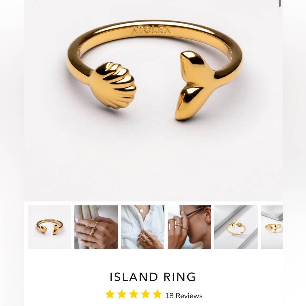 ATEOLA Open Island Ring✨Tarnish-Free Silver, Adjustable, Ocean Shell Theme - Picture 7 of 7
